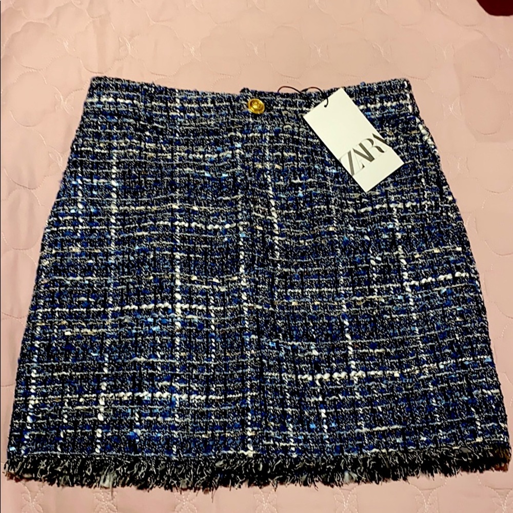ZARA TWEED MINI HIGH WAISTED SKIRT SIZE S